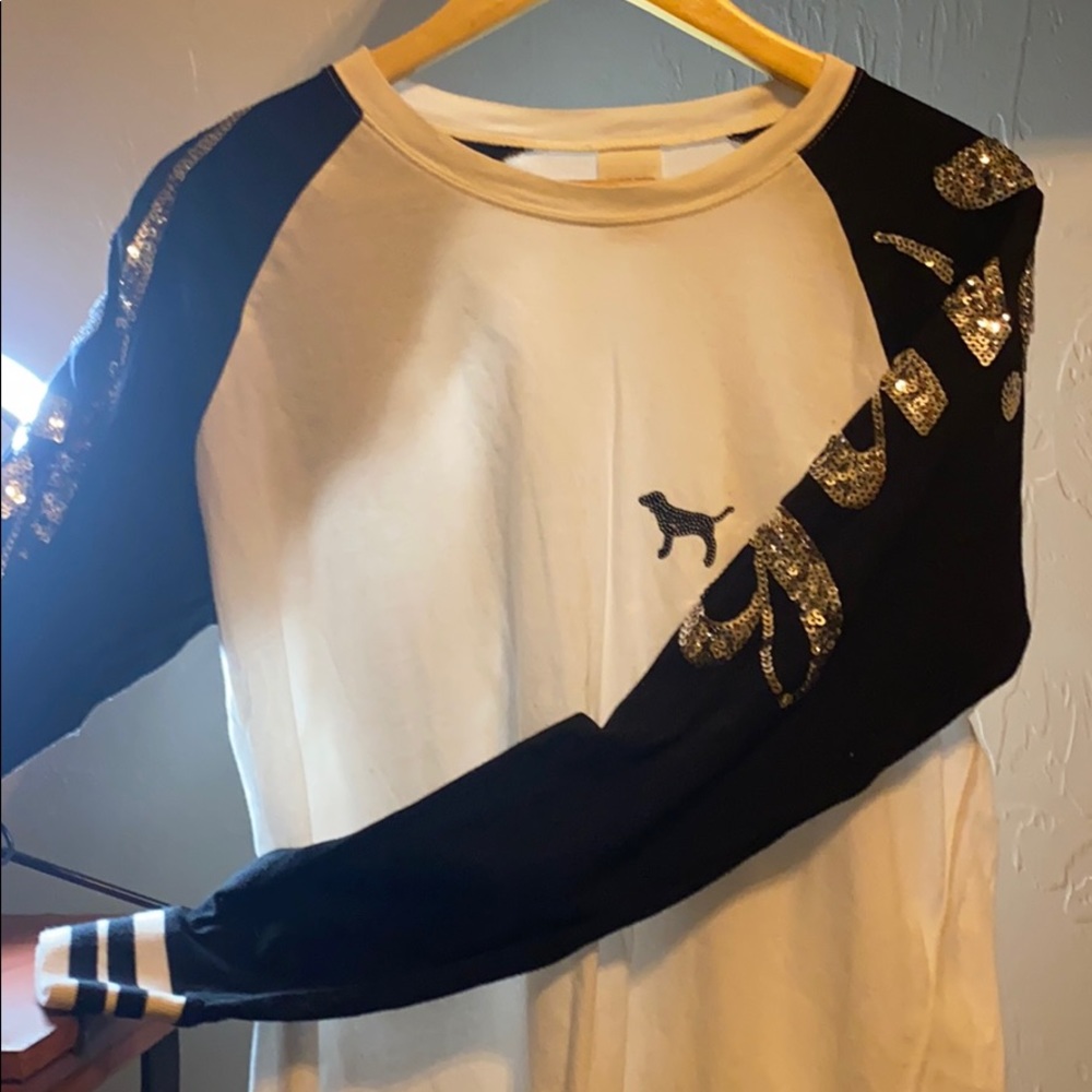 Pink Victoria secret long sleeve sequins t-shirt